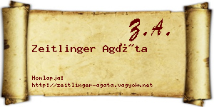 Zeitlinger Agáta névjegykártya